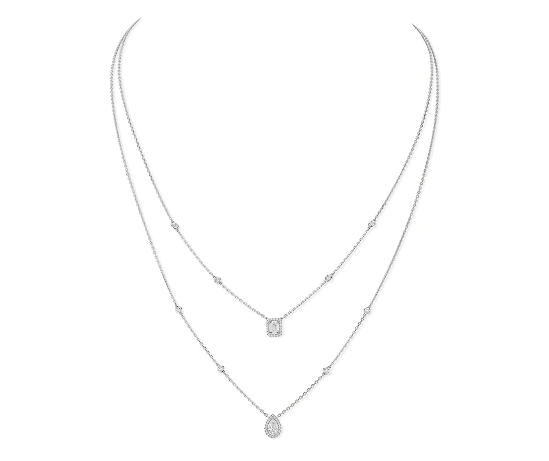 My Twin White Gold and Diamond Pavé 2-Row Necklace