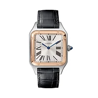 Santos-Dumont Large Quartz 43 x 31 mm Rose Gold and Stainless Steel