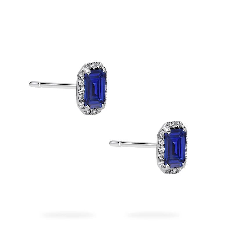 White Gold Sapphire and Diamond Stud Earrings