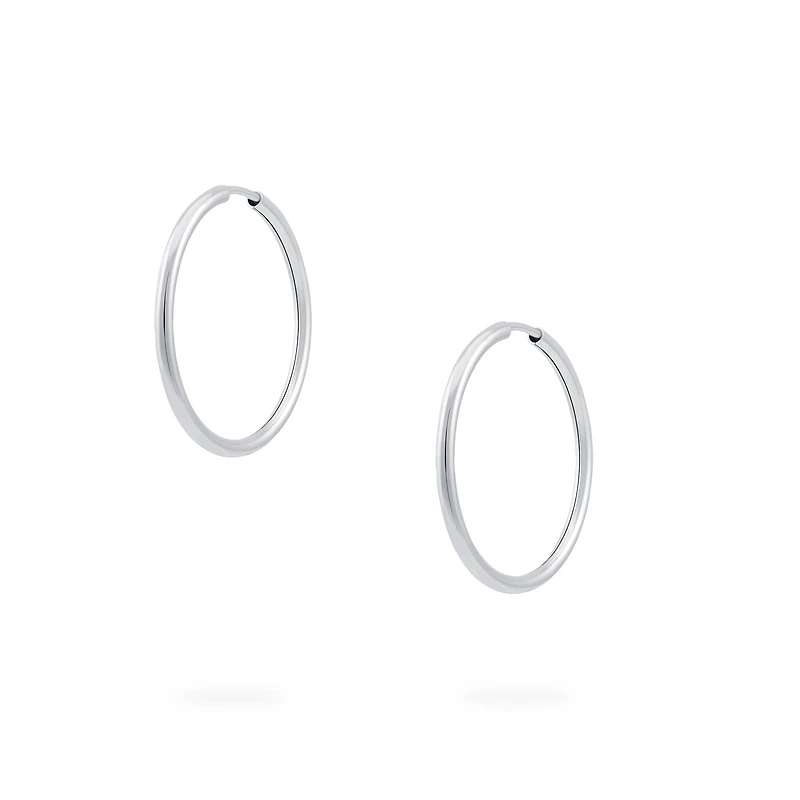 29 mm White Gold Hoop Earrings