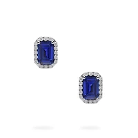 White Gold Sapphire and Diamond Stud Earrings