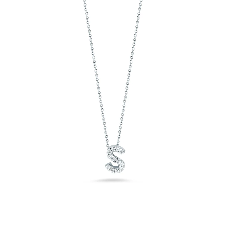 Tiny Treasures Love Letter S White Gold and Diamond Pendant
