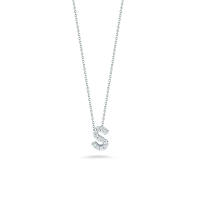 Tiny Treasures Love Letter S White Gold and Diamond Pendant