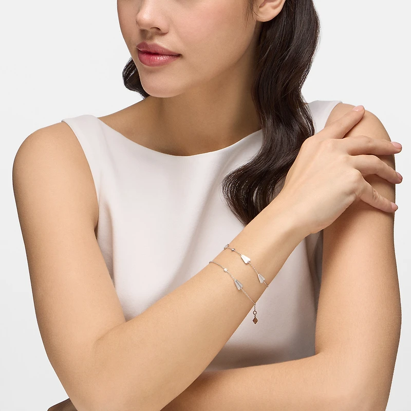 Sterling Silver and Diamond Station Bracelet