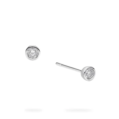 Sterling Silver and Diamond Earrings