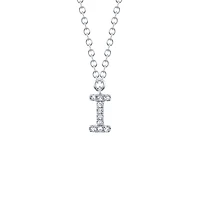 Initials White Gold and Diamond Pavé Letter I Necklace