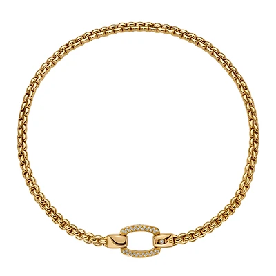 Eka Yellow Gold and Diamond Pavé Clasp Necklace