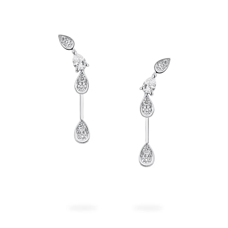 Diamond Drop Earrings in White Gold
