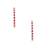 Pink Tourmaline Bezel Set Hoop Earrings