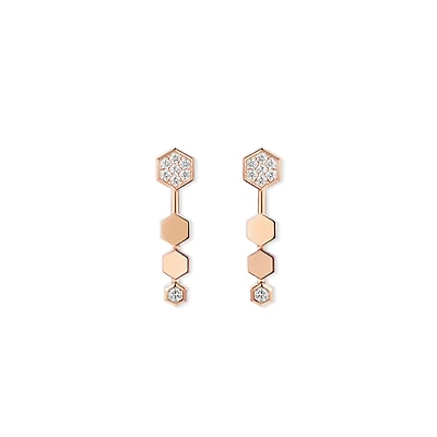 Bee De Chaumet Rose Gold and Diamond Drop Earrings