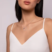 Sapphire and Diamond Circle Pendant Necklace