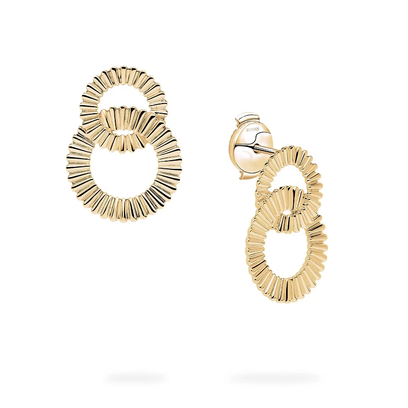 Yellow Gold Double Pleated Earrings