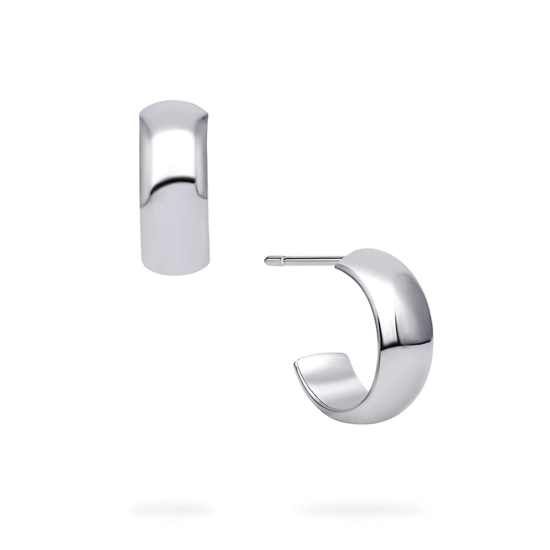 Sterling Silver 13 × 5 mm Hoop Earrings