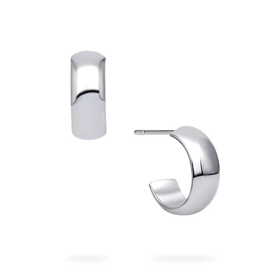 Sterling Silver 13 × 5 mm Hoop Earrings