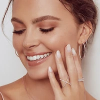 White Gold and Diamond Pavé X Ring