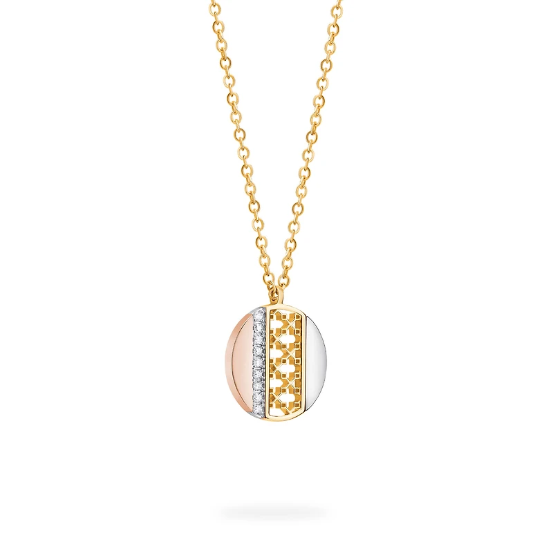 Diamond Circle Pendant, Tri-Gold