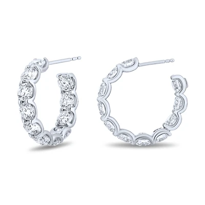 Diamond 3.00ct hoop earrings in white gold