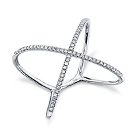 White Gold and Diamond Pavé X Ring