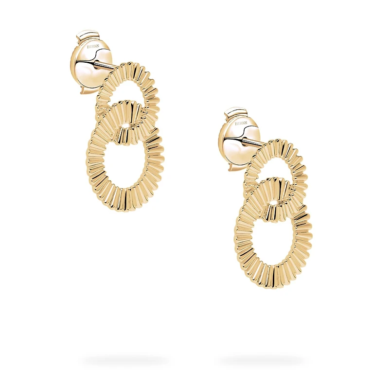 Yellow Gold Double Pleated Earrings