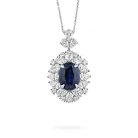Sapphire Oval-Cut Pendant with Diamonds in White Gold