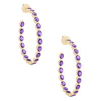 Amethyst Bezel Set Hoop Earrings