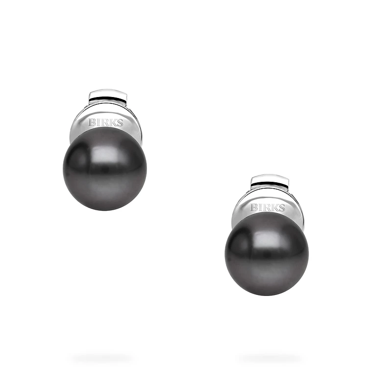 8.5-9 mm Tahitian Pearl Earrings in White Gold