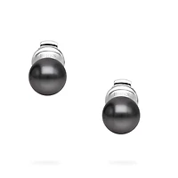 8.5-9 mm Tahitian Pearl Earrings in White Gold