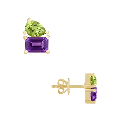 Amethyst & Peridot Stud Earrings