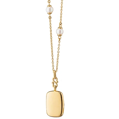 Slim Lockets Britt Yellow Gold and Pearl Necklace