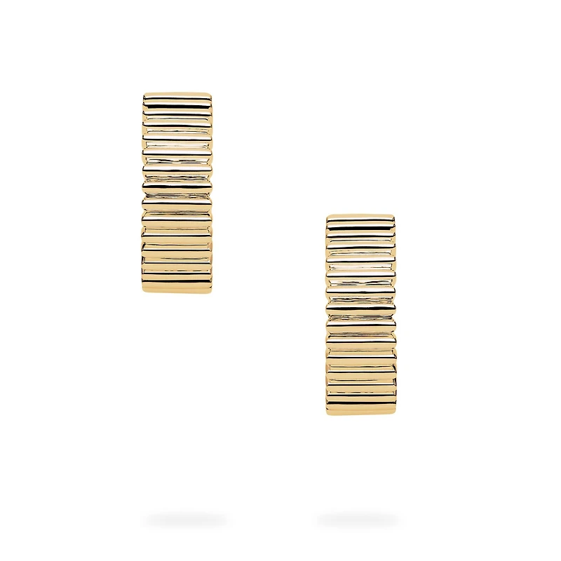 Yellow Gold Pleated Hoops