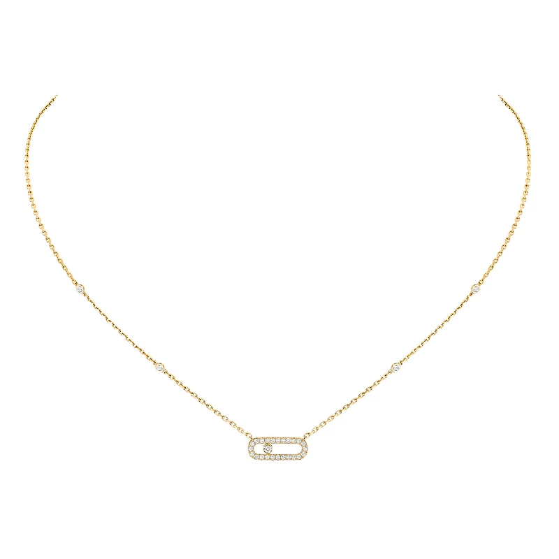 Move Uno Yellow Gold and Diamond Pavé Pendant