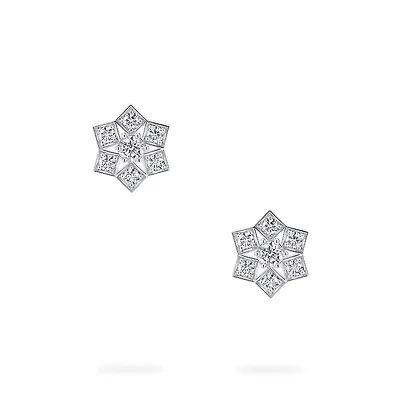 White Gold Stud Earrings, Medium