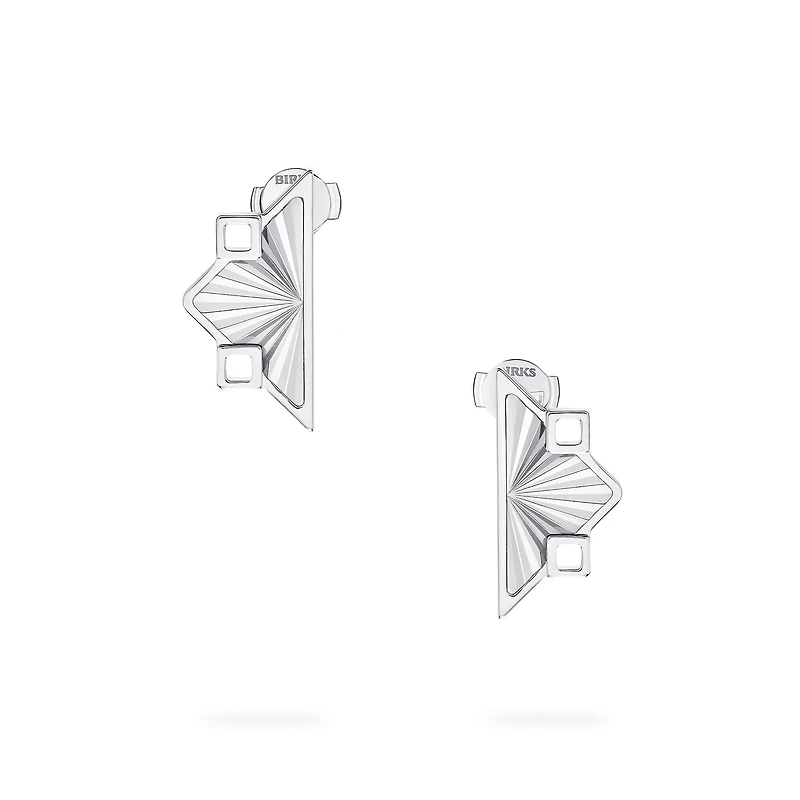 Guilloché Symmetric Sterling Silver Earrings, Large