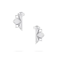Guilloché Symmetric Sterling Silver Earrings, Large