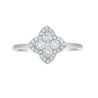 Diamond Clover Shape Ring in White Gold