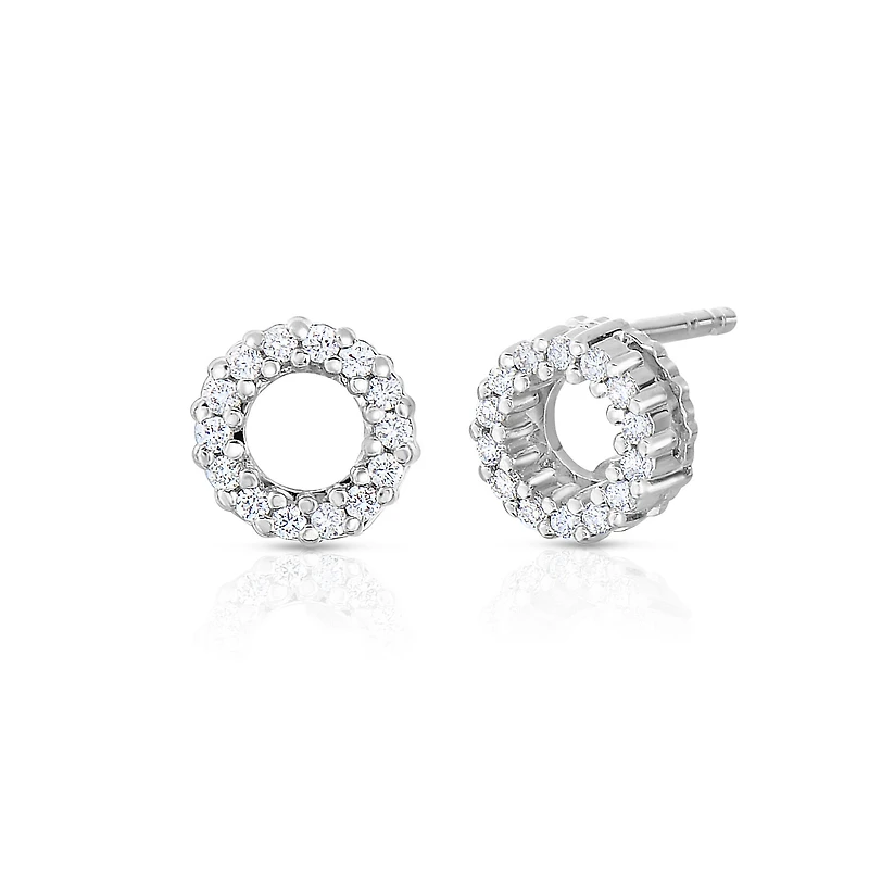 Tiny Treasures White Gold Diamond Circle Earrings