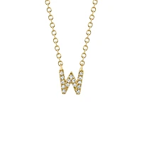 Initials Gold and Diamond Pavé Letter W Necklace