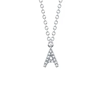 Initials White Gold and Diamond Pavé Letter A Necklace
