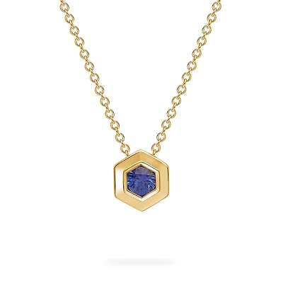 Yellow Gold Birthstone Pendant, Sapphire