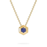 Yellow Gold Birthstone Pendant, Sapphire