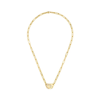 Menottes R12 Yellow Gold and Diamond Pavé Necklace