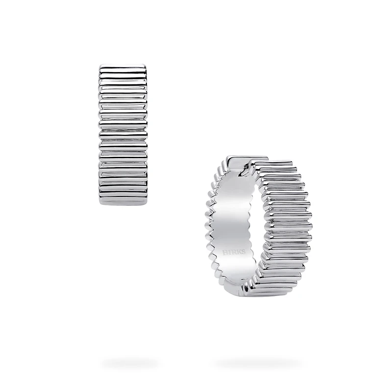 Silver Pleated Hoops