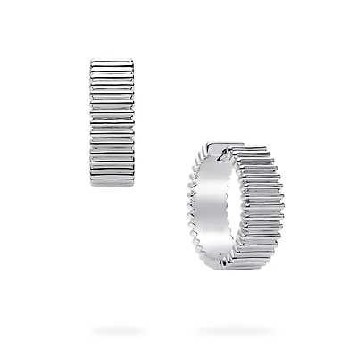 Silver Pleated Hoops