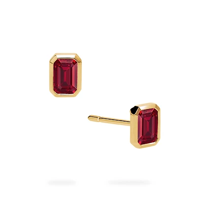 Yellow Gold Ruby Stud Earrings