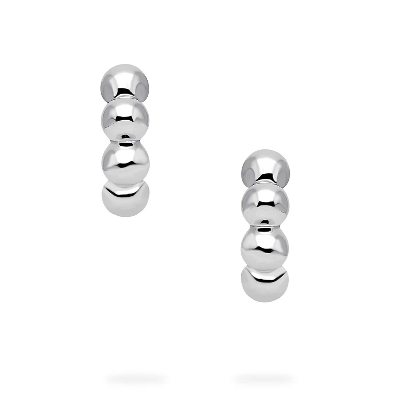 Silver Beaded Hoops