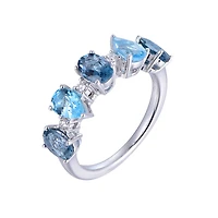 Swiss and London Blue Topaz Ring in White Gold