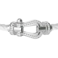 Force 10 Large White Gold and Single Row Diamond Pavé Cable Bracelet