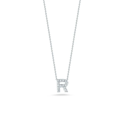 Tiny Treasures Love Letter R White Gold and Diamond Pendant