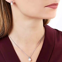 Trend White Gold Pearl and Diamond Necklace