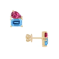 Topaz & Pink Tourmaline Stud Earrings